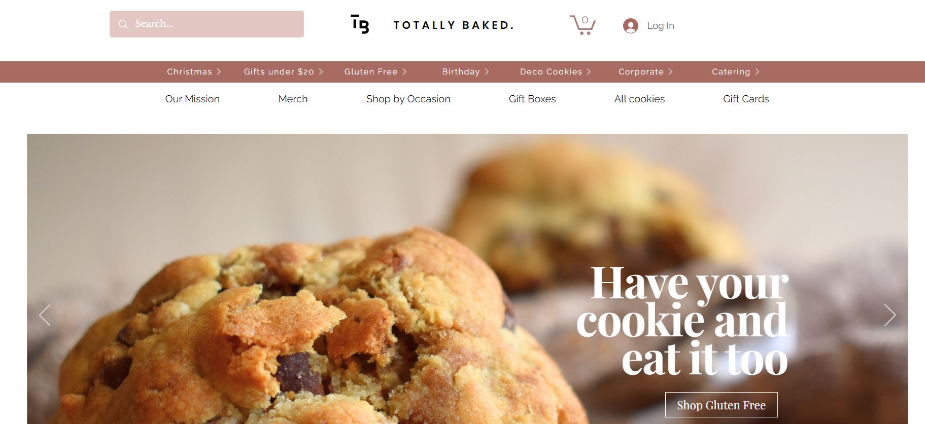 Screenshot of Totally Baked Sweet Shoppe's website homepage, featuring new service line additions.