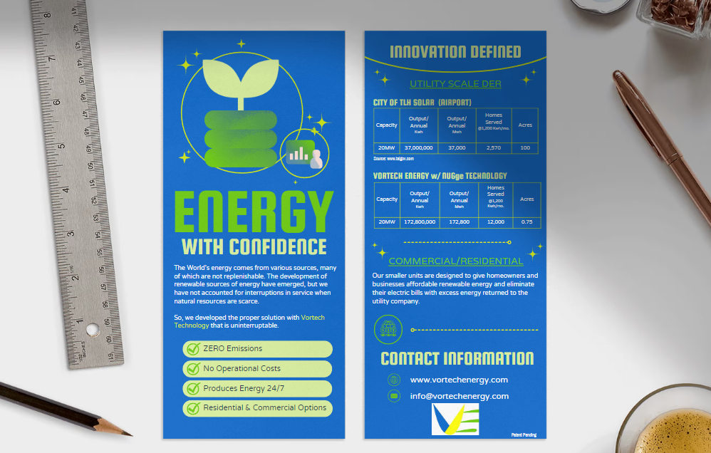 Screenshot of Vortech Energy Brochure designed by Lauren Helm PR.